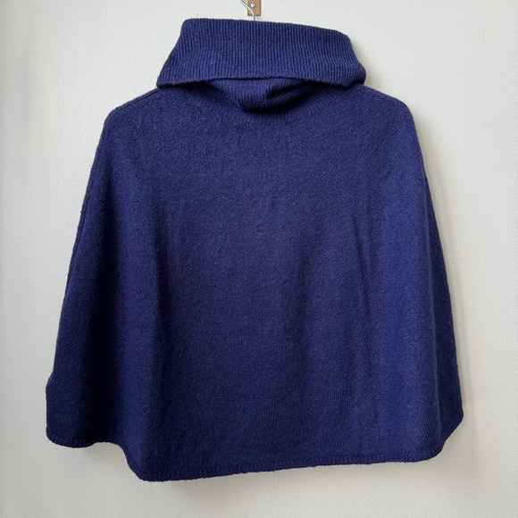 Navy Poncho Soft Sweater w/Turtleneck EUC - Picture 9 of 17